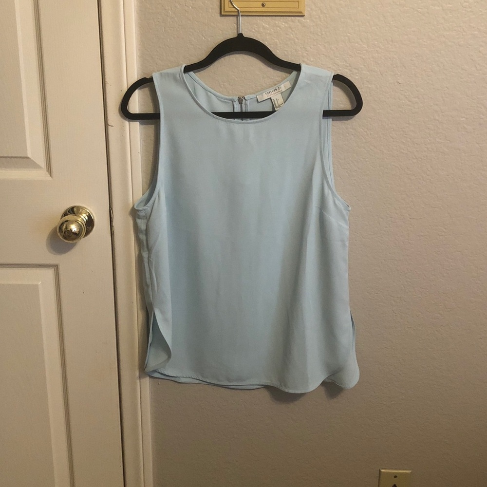 Forever 21 baby blue sleeveless blouse